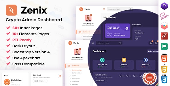 Admin & Dashboard Template Bootstrap Zenix