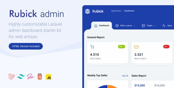 Admin & Dashboard Template Tailwind - Rubick