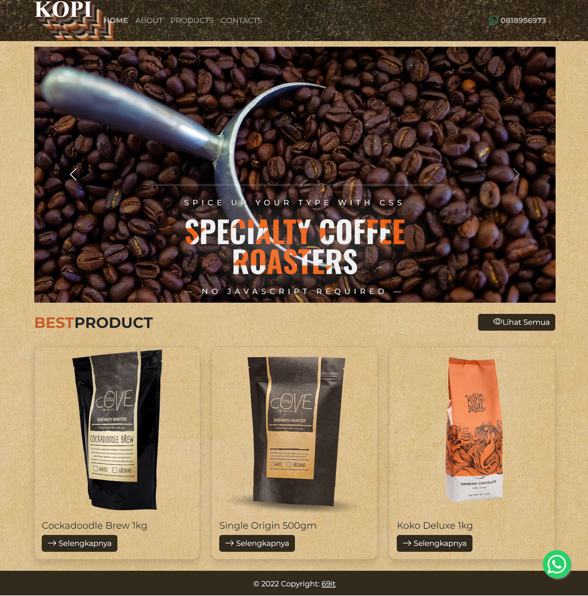 Website Company Profile Kafe, Coffee Shop Berbasis Web Menggunakan Vue.js